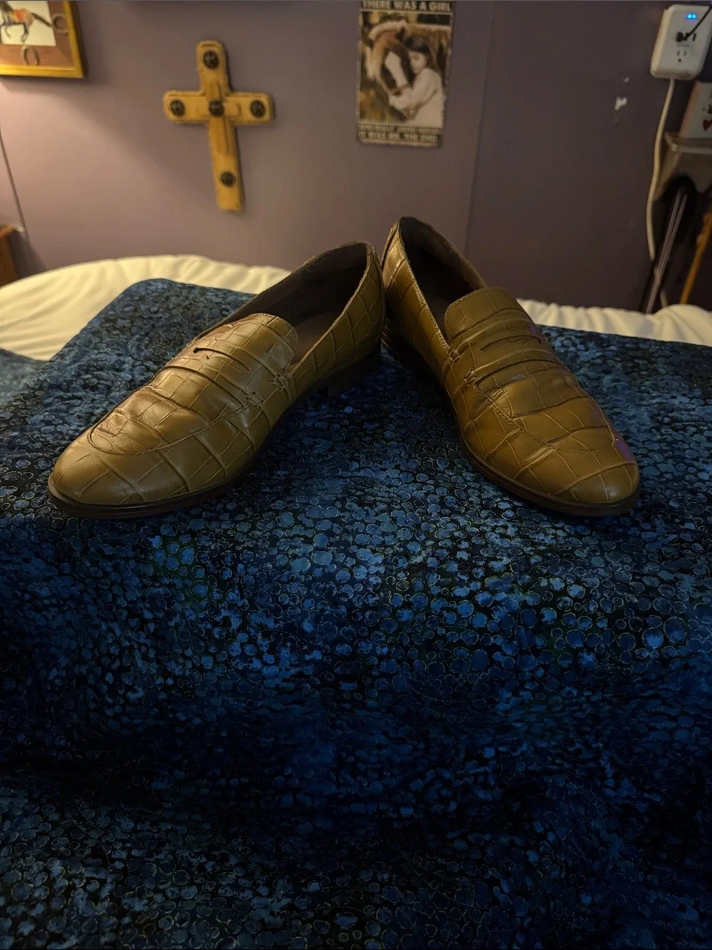 Rockport Olive Croc-Embossed Penny Loafers